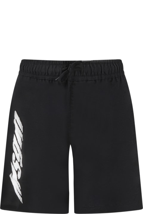 MSGM Swimwear for Boys MSGM Black Swim-boxer For Boy With White Logo