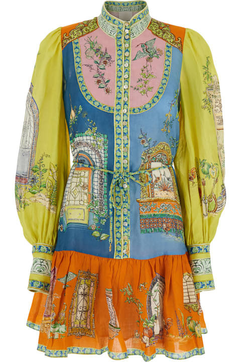 ウィメンズ ALEMAISのウェア ALEMAIS 'monte' Multicolor Dress With Color Block Inserts And Graphic Print In Ramia Woman