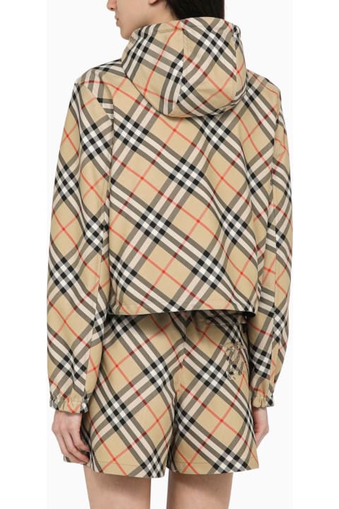 Clothing for Women Burberry Reversible Sand-coloured Cropped Jacket With Check Pattern