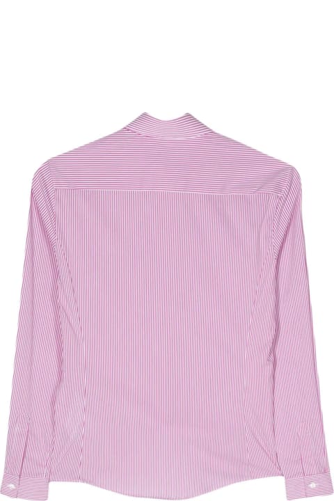 Fay Topwear for Women Fay White And Pink Stretch Cotton Shirt