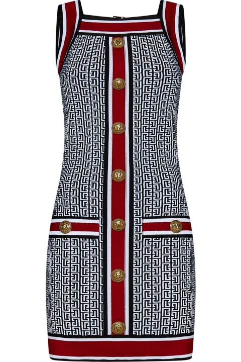 Balmain Dresses for Women Balmain Mini Knit Dress With All-over Monogram