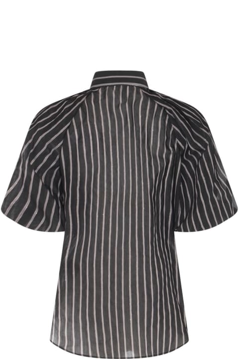 Brunello Cucinelli Clothing for Women Brunello Cucinelli Stripe Detailed Curved Hem Blouse
