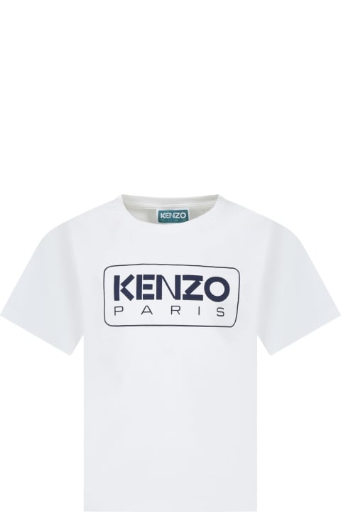 Kenzo Kids Kenzo Kids Ivory T-shirt For Kids With Logo