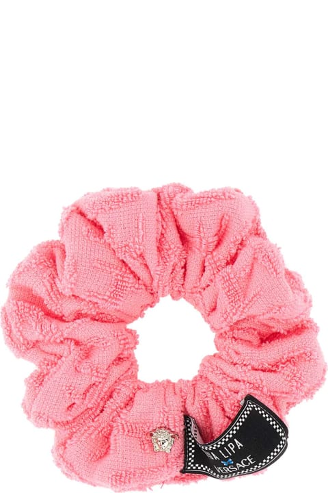 Versace Hair Accessories for Women Versace Pink Terry Fabric Scrunchie