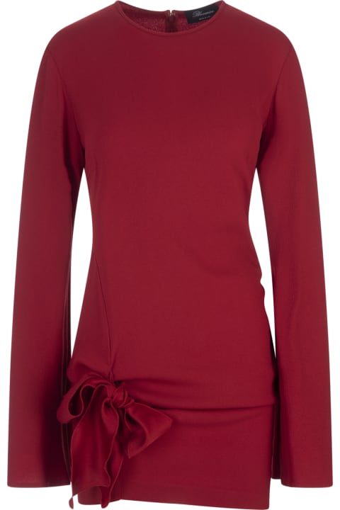 ウィメンズ Blumarineのワンピース＆ドレス Blumarine Red Short Dress With Long Sleeves And Bow Detail