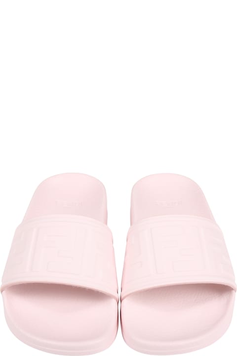 Pink Rubbber Sandals For Girl With Embossed Ff