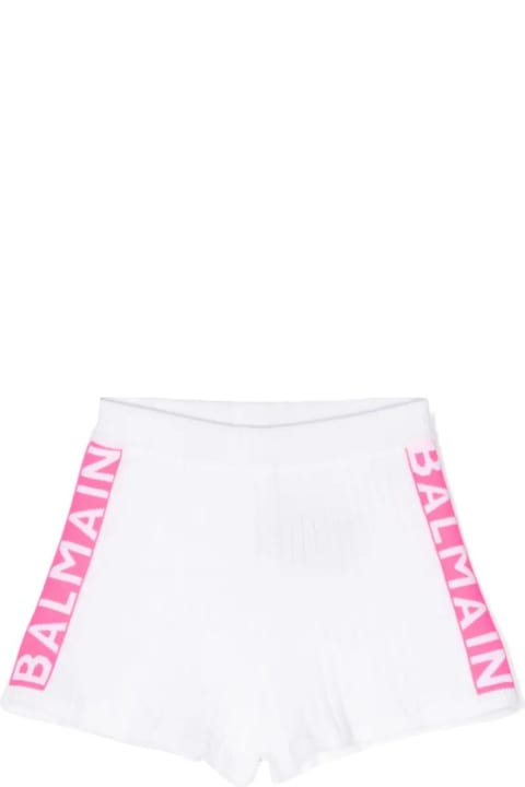 Balmain Bottoms for Girls Balmain Ribbed Knit Shorts With Jacquard Logo Motif