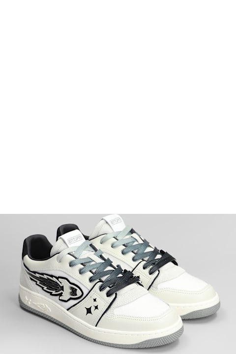 Enterprise Japan for Men Enterprise Japan Egg Rocket Sneakers In White Leather And Fabric
