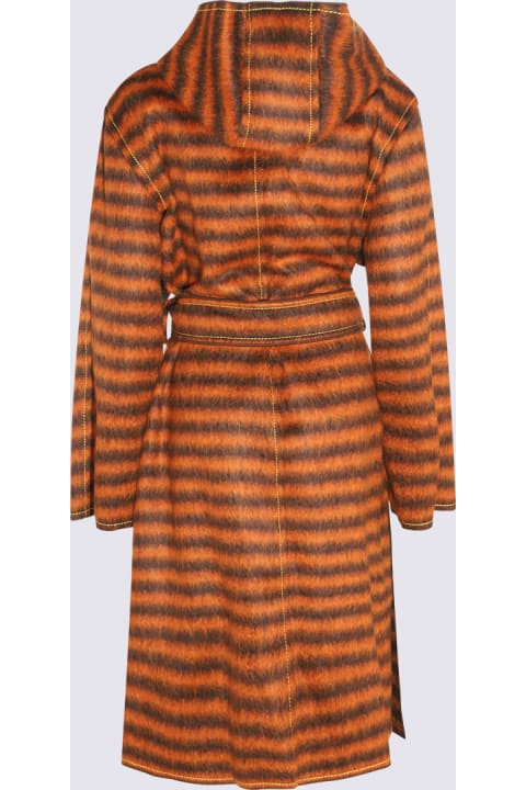 ウィメンズ Marniのコート＆ジャケット Marni Orange Mohair And Virgin Wool Blend Stripe Coat