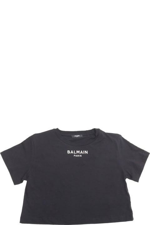 Balmain for Kids Balmain Black Cropped T-shirt