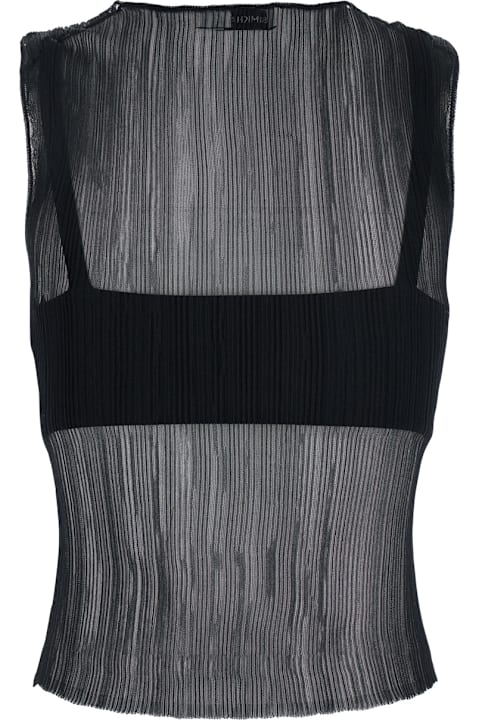 Simkhai for Women Simkhai 'oakley' Black Top With Layered Design And Semi-transparent Effect In Tech Fabric Woman