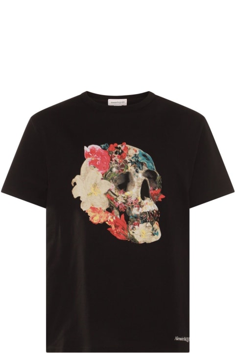 Alexander McQueen Topwear for Men Alexander McQueen Floral Skull T-shirt