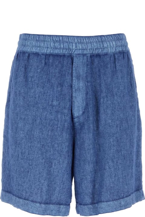 Clothing Sale for Men Burberry Blue Linen Bermuda Shorts