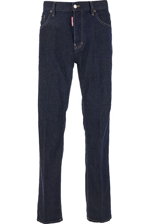 Dsquared2 for Men Dsquared2 Blue Five Pockets Jeans With Contrast Stitching And Tapered Design In Cotton Man