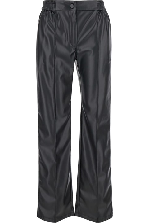 Homeware TwinSet Black Pants With Elastic Waistband And Logo In Eco Leather Woman