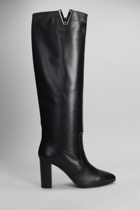 Fashion for Women Via Roma 15 High Heels Boots In Black Leather
