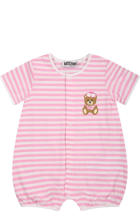 Moschino for Kids Moschino Multicolor Romper For Baby Girl With Teddy Bear And Logo