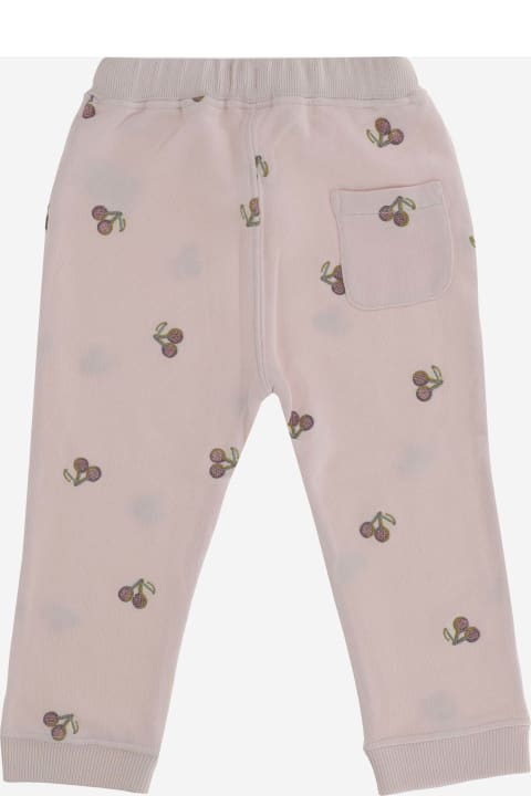 Bonpoint Bottoms for Baby Girls Bonpoint Cotton Joggers With Cherry Pattern