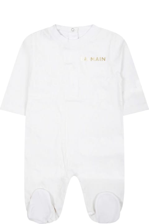 Balmain for Baby Girls Balmain White Set For Baby Girl With Logo
