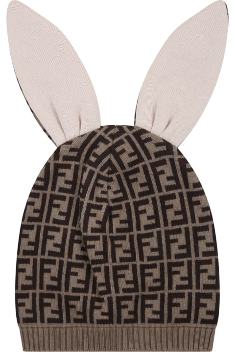 ベビーボーイズ Fendiのアクセサリー＆ギフト Fendi Beige Hat For Babykids With Double Ff