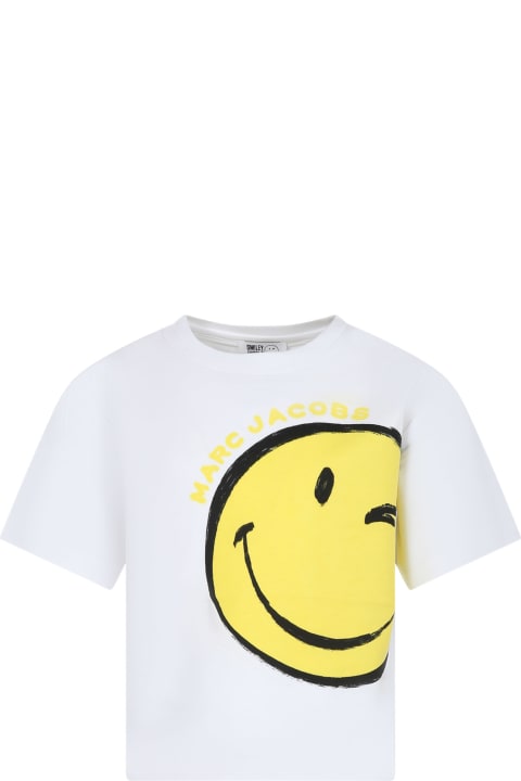 Little Marc Jacobs T-Shirts & Polo Shirts for Boys Little Marc Jacobs White T-shirt For Boy With Smiley And Logo