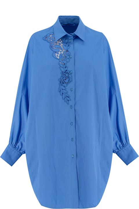 أدوات منزلية Ermanno Scervino Blue Poplin Oversize Shirt