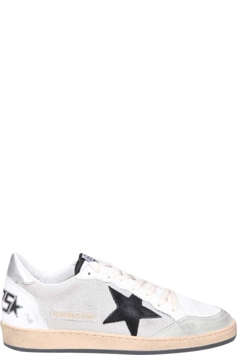 Golden Goose Ball Star Sneakers In White Leather And Fabric