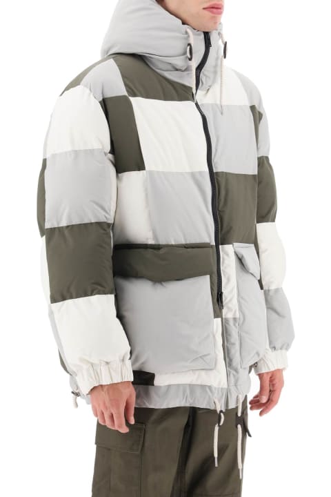 Fashion for Men Sacai Hooded Puffer Jacket With Checkerboard Pattern