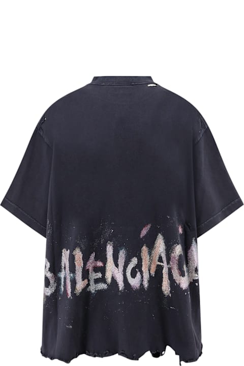 Balenciaga ملابس علوية لـ السيدات Balenciaga Cotton T-shirt With Balenciaga Bb Classic Logo