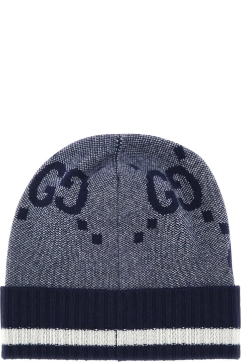 Hats for Men Gucci Embroidered Cashmere Beanie Hat