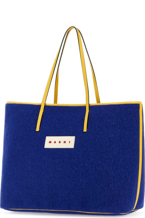 Marni Totes for Men Marni Blue Felt Small Janus Shopping Bag