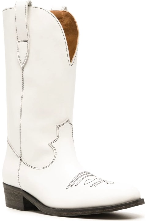 Fashion for Women Via Roma 15 Off-white Calf Leather Cowboy Boots