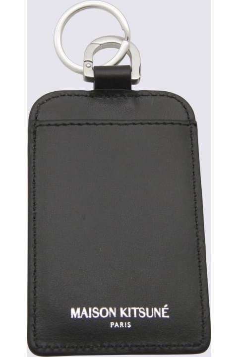 メンズ Maison Kitsunéの財布 Maison Kitsuné Black Leather Card Holder