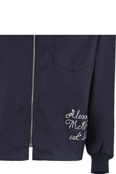 メンズ Alexander McQueenのシャツ Alexander McQueen Bomber Jacket With Embroidery