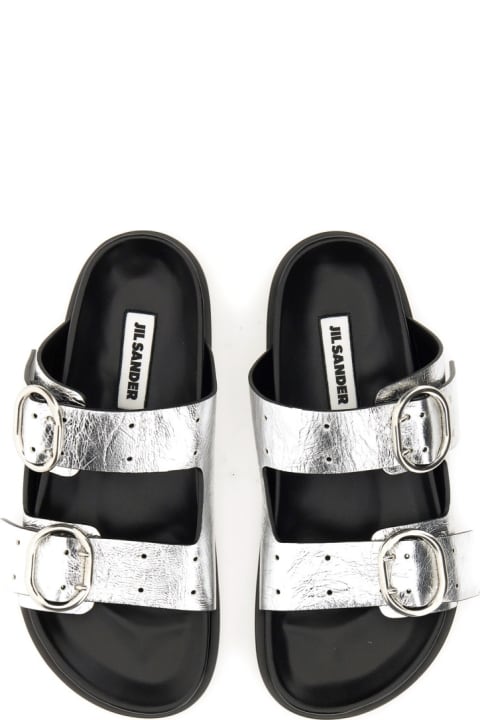 Jil Sander Flat Shoes for Women Jil Sander Leather Sandal With Buckle