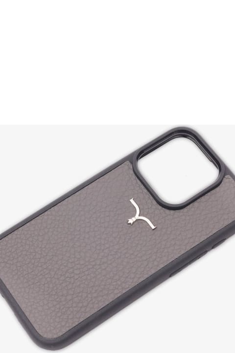 أدوات منزلية Larusmiani Calf Leather Cover For Iphone 15 Accessory
