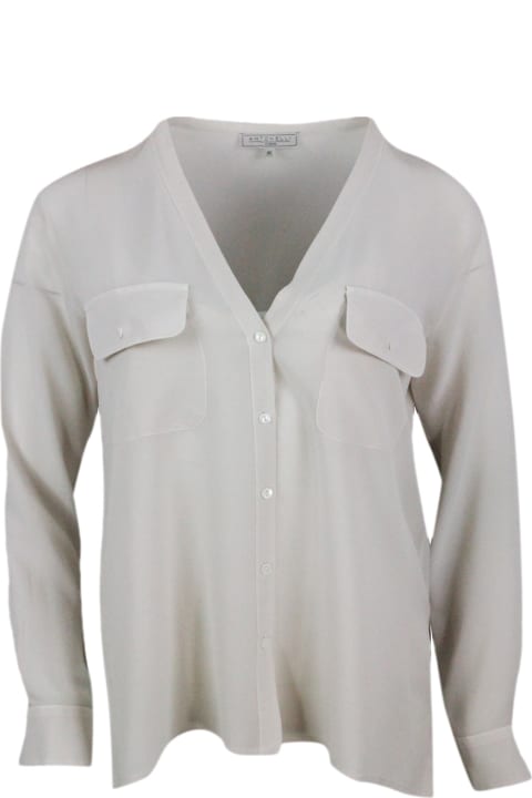 Antonelli Topwear for Women Antonelli Shirt Made Of Soft Stretch Silk, With V-neck, Chest Pockets And Button Closure