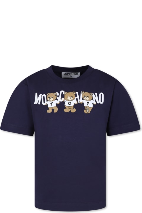 Moschino for Kids Moschino Bleu T-shirt For Kids With Three Teddy Bears