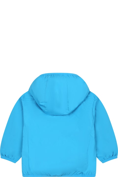 Save the Duck Coats & Jackets for Baby Girls Save the Duck Light Blue Coco Windbreaker For Baby Boy With Logo