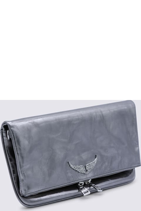 Zadig & Voltaire for Men Zadig & Voltaire Silver Leather Rock Vintage Metal Shoulder Bag