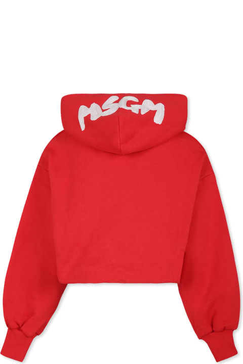 Homeware MSGM Red Crop Sweatshirt For Girl With Logo