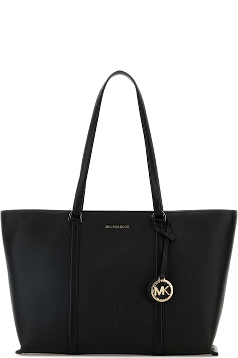 أدوات منزلية Michael Kors Black Leather Large Temple Shopping Bag
