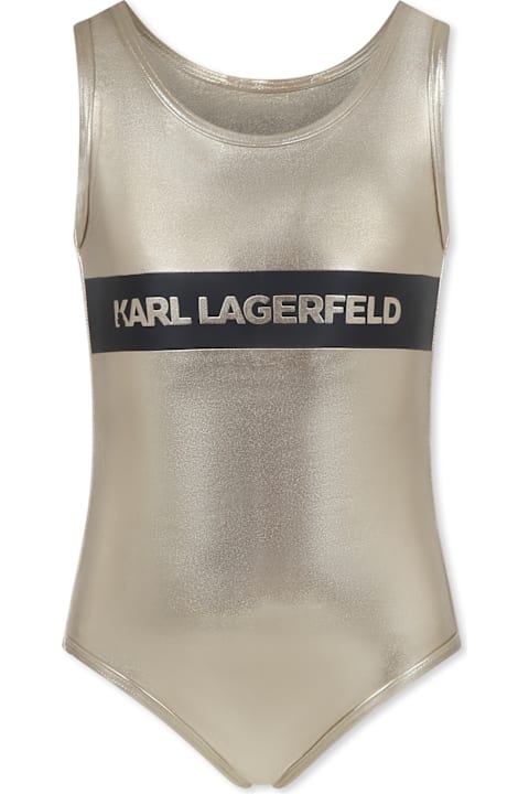 أدوات منزلية Karl Lagerfeld Kids Gold Swimsuit For Girl With Logo