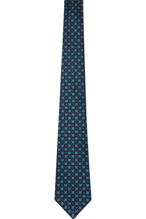 Kiton Ties for Men Kiton Kiton Patterned Blue/aqua Green Tie