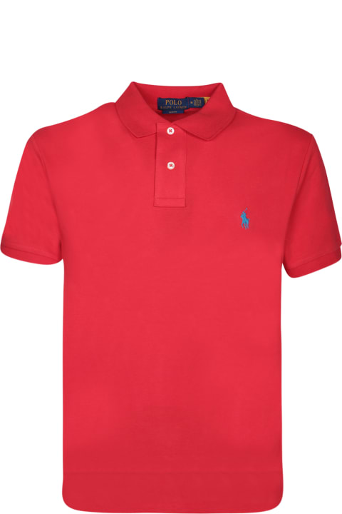 Fashion for Men Polo Ralph Lauren Slim Fit Red Piquet Polo Shirt By Polo Ralph Lauren