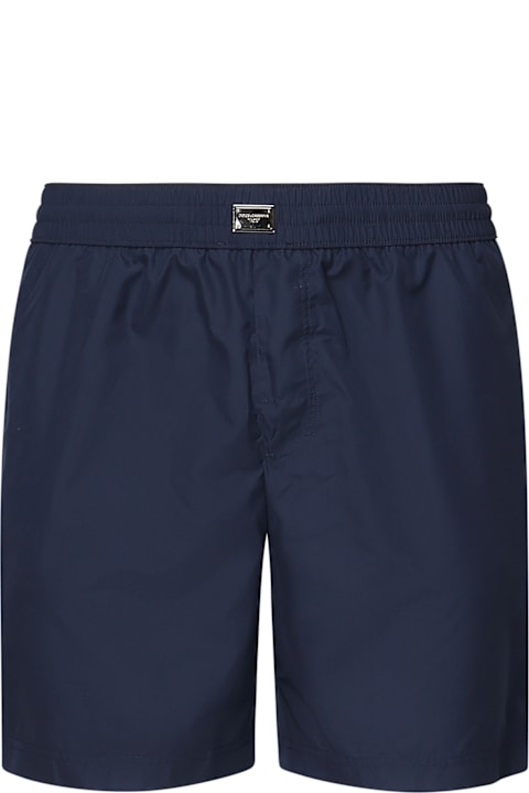 Swimwear for Men Dolce & Gabbana Short Swim Trunks With Logo Plaque