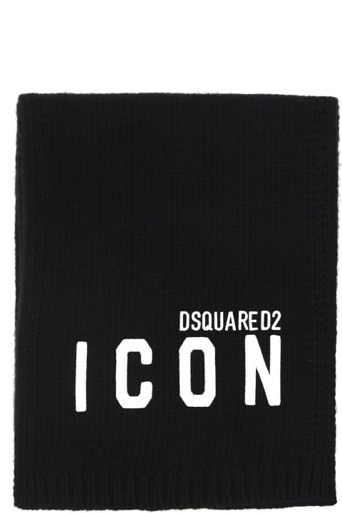 Dsquared2 Accessories for Men Dsquared2 Black Wool Blend Scarf