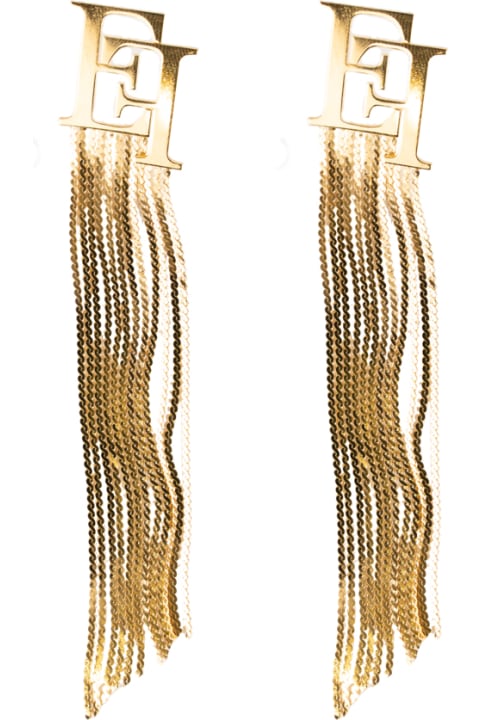 Earrings for Women Elisabetta Franchi Drop Earrings With Logo And Fringes
