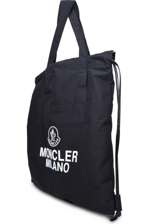 メンズ トートバッグ Moncler Black Cotton Blend Tote Bag