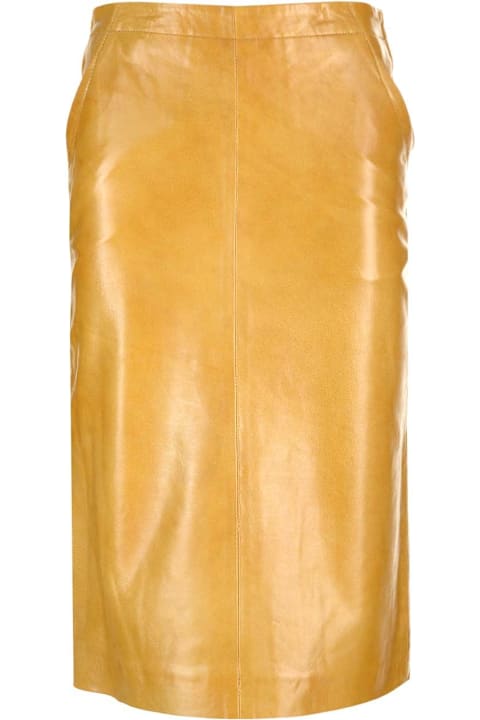 REMAIN Birger Christensen Clothing for Women REMAIN Birger Christensen Midi Leather Skirt Kelp Comb.